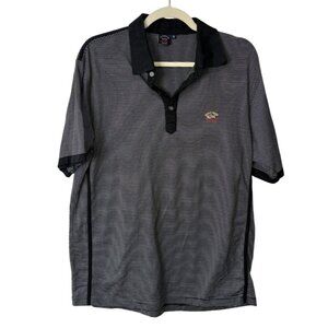 Paul & Shark Yachting Stripe Polo Shirt Black Gray Cotton Silk Mens Size Medium